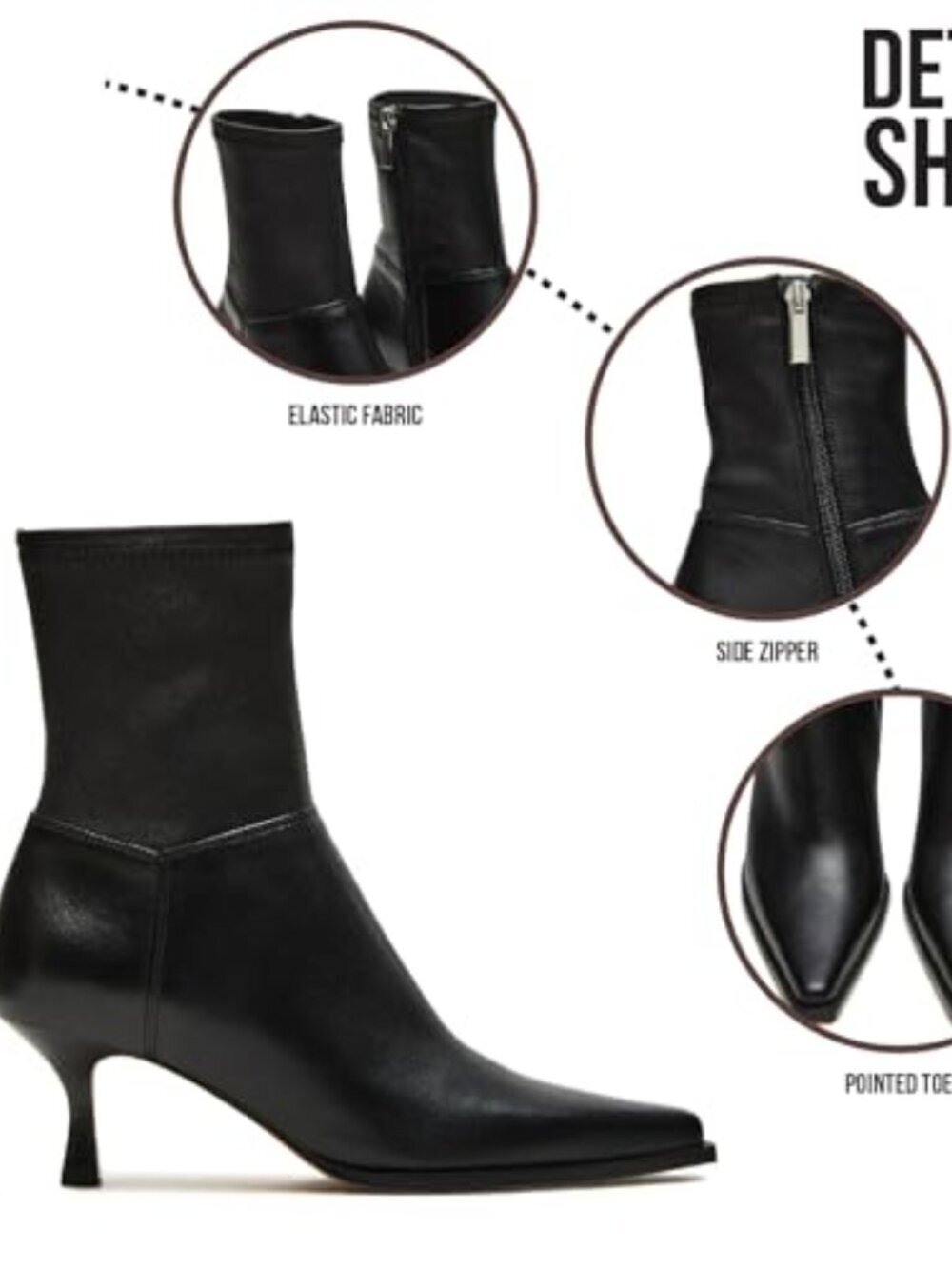 🆕 Ankle Boots for Women Stiletto High Heel Boot Pointed Toe Short Booties Side - Picture 5 of 8